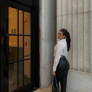 Zara Faux Leather Straight leg Pants